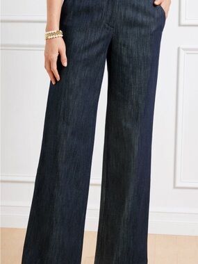 Larry Levine Navy Wide-Leg Jeans